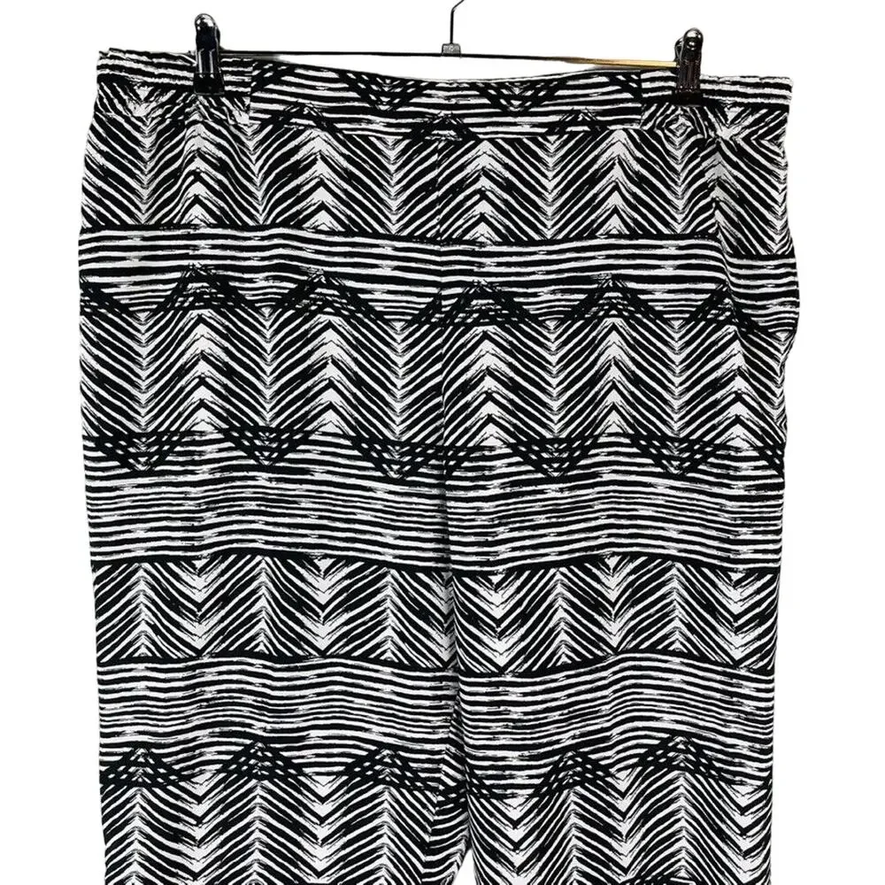 Investment II Womans 2X Plus‎ Pants Pull On Palazzo Pants Abstract Black Purple